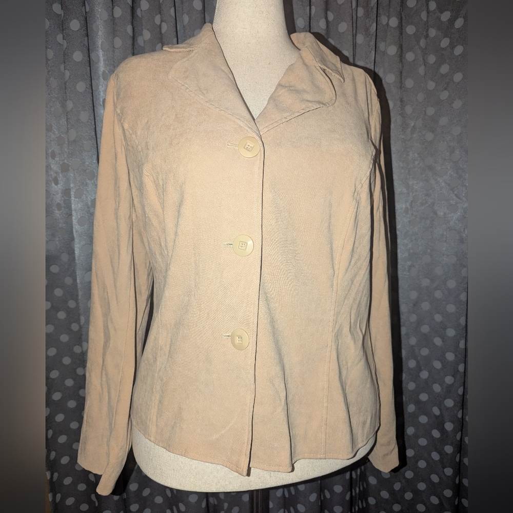 REQUIREMENTS Faux Suede Long Sleeve Collared Button Down Jacket XL